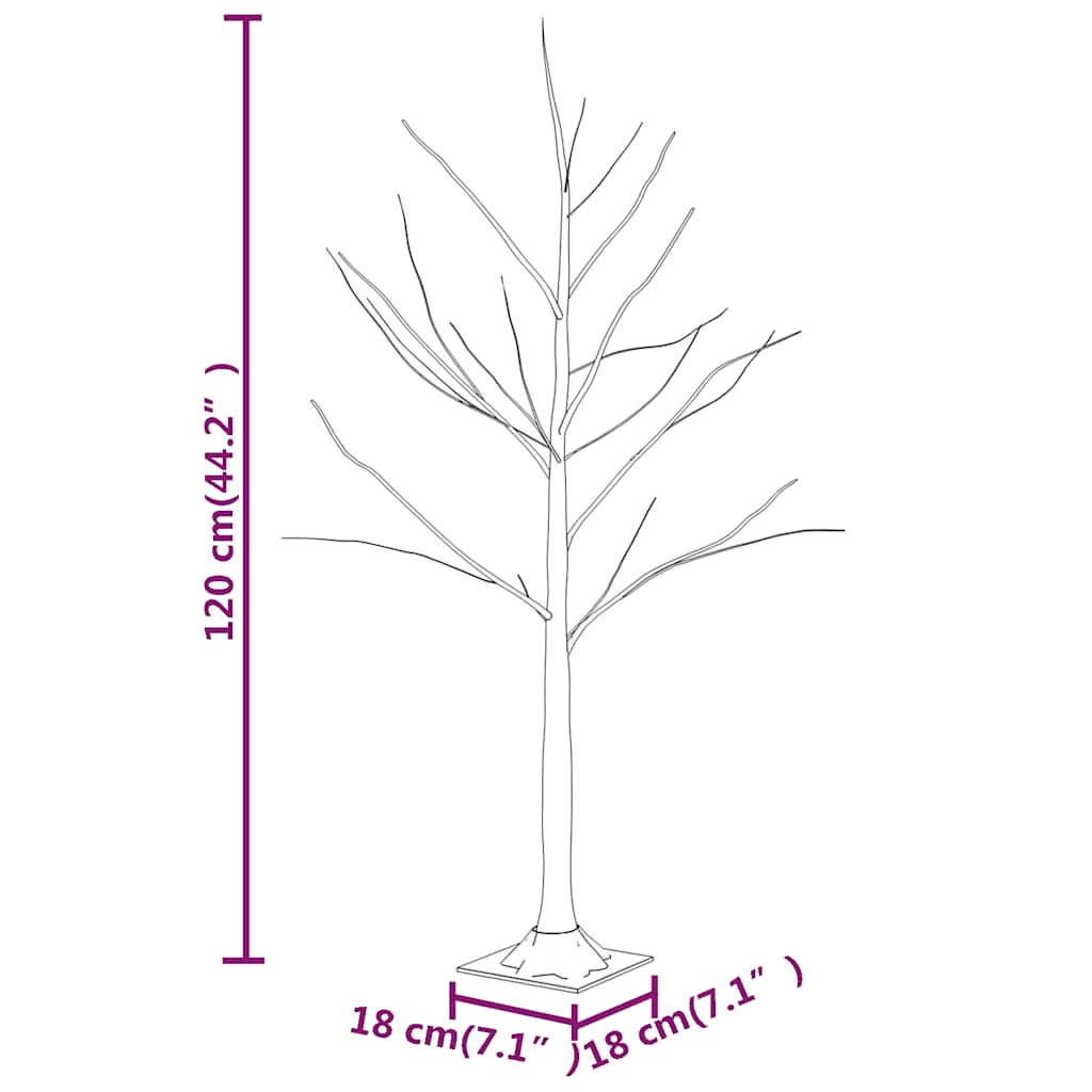 Betulla con LED Bianco Caldo 48 LED 120 cm - homemem39