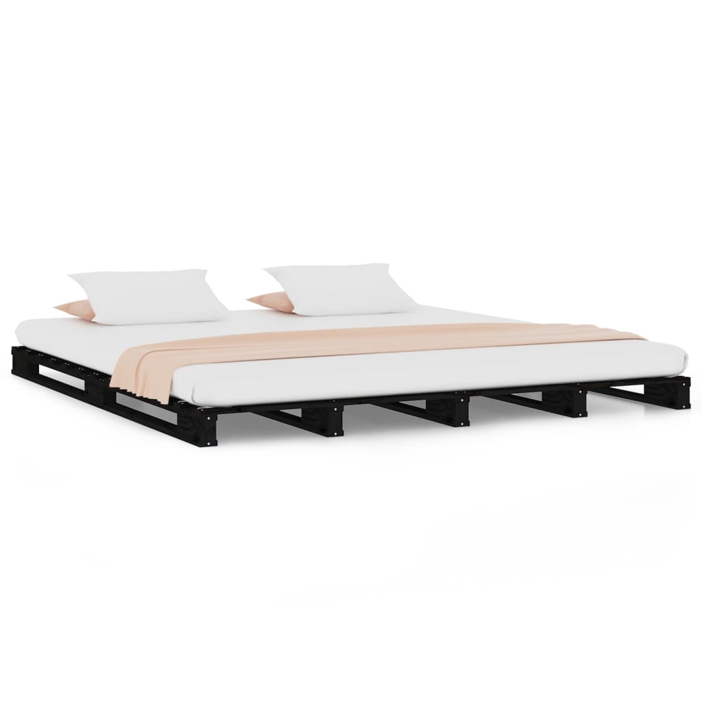 Letto a Pallet Nero 120x200 cm in Legno Massello di Pino - homemem39
