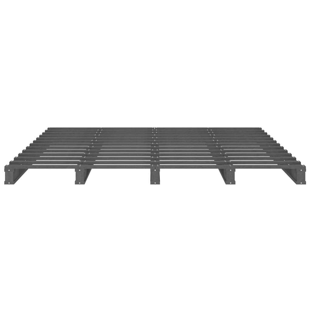 Letto a Pallet Grigio 150x200 cm Massello di Pino 5FT King Size - homemem39