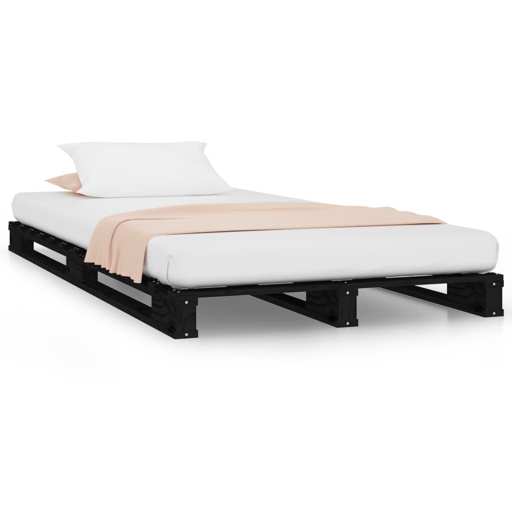Letto a Pallet Nero 75x190 cm Small Single Legno di Pino - homemem39