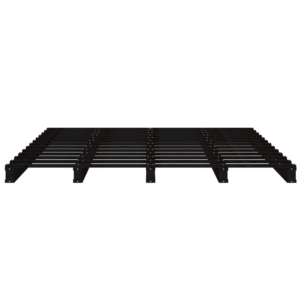 Letto a Pallet Nero 140x190 cm in Legno Massello di Pino - homemem39
