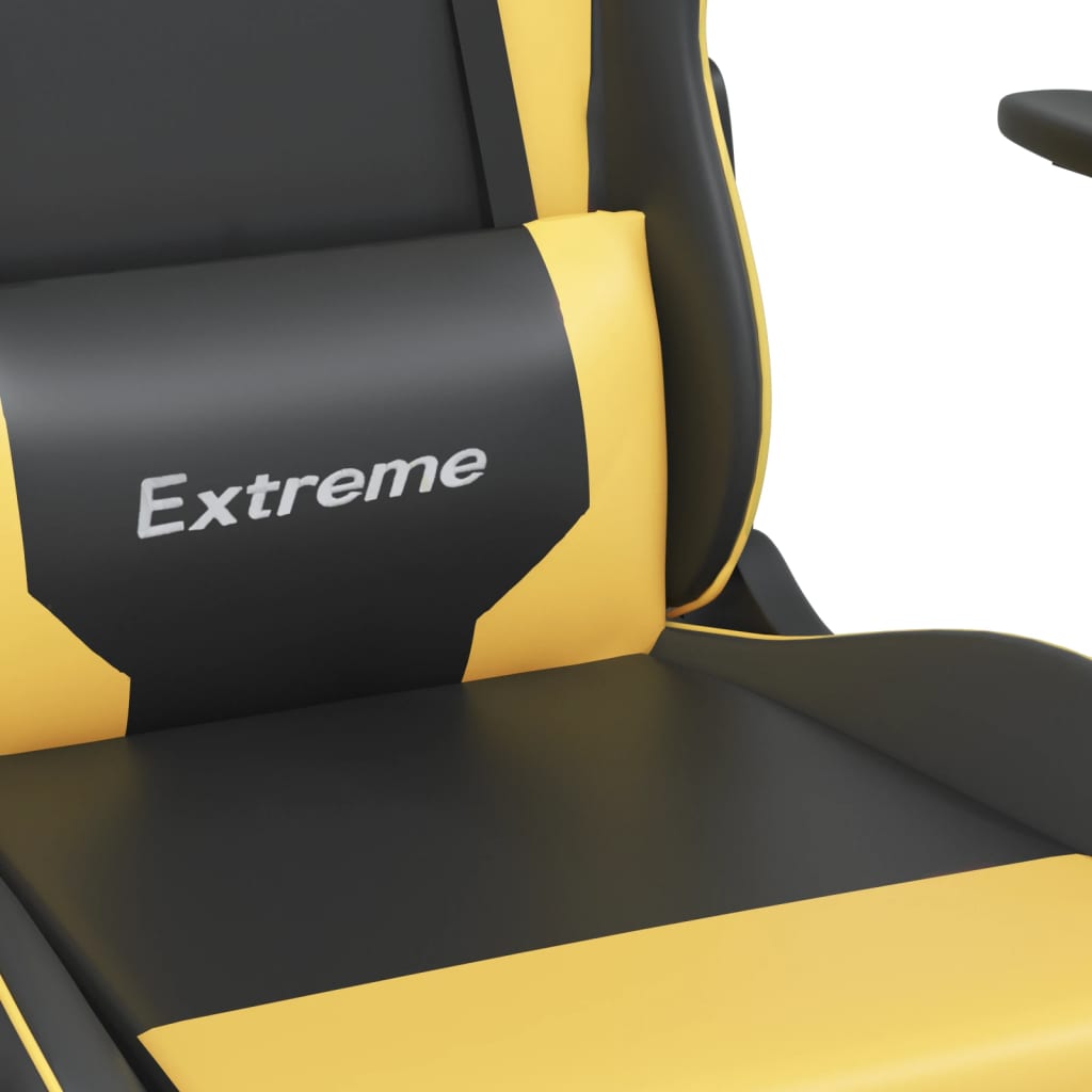 Sedia da Gaming Massaggiante Nero e Oro in Similpelle | homemem39