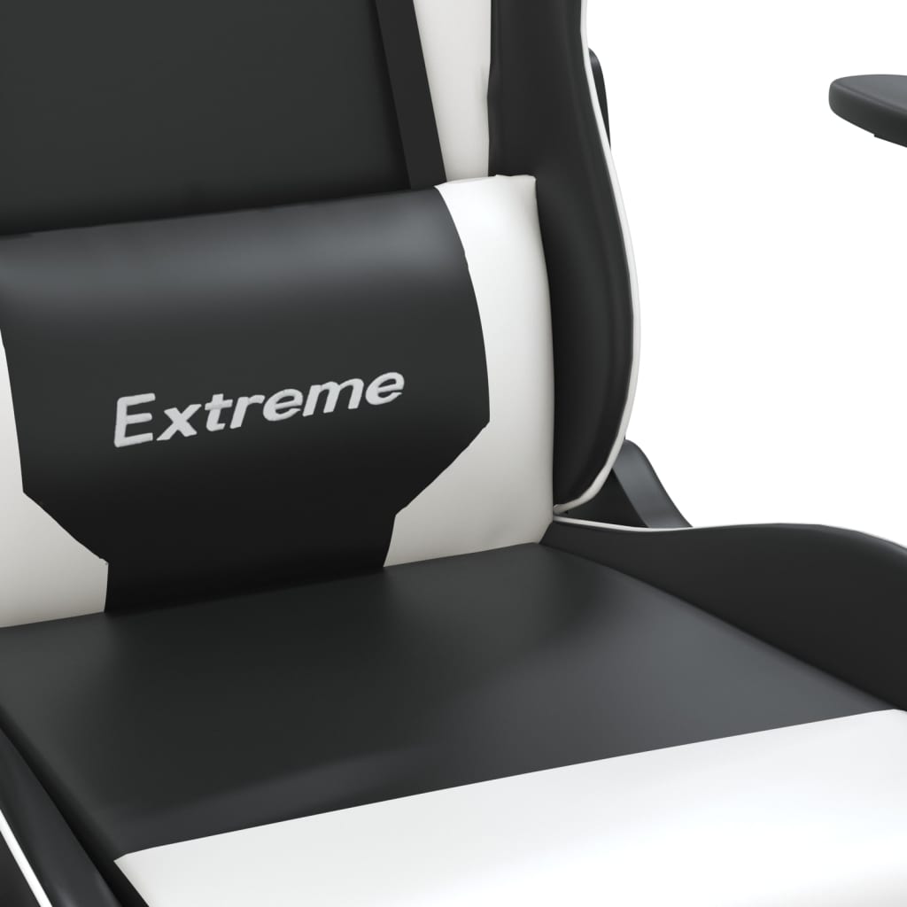 Sedia da Gaming Massaggiante Nera e Bianca in Similpelle | homemem39