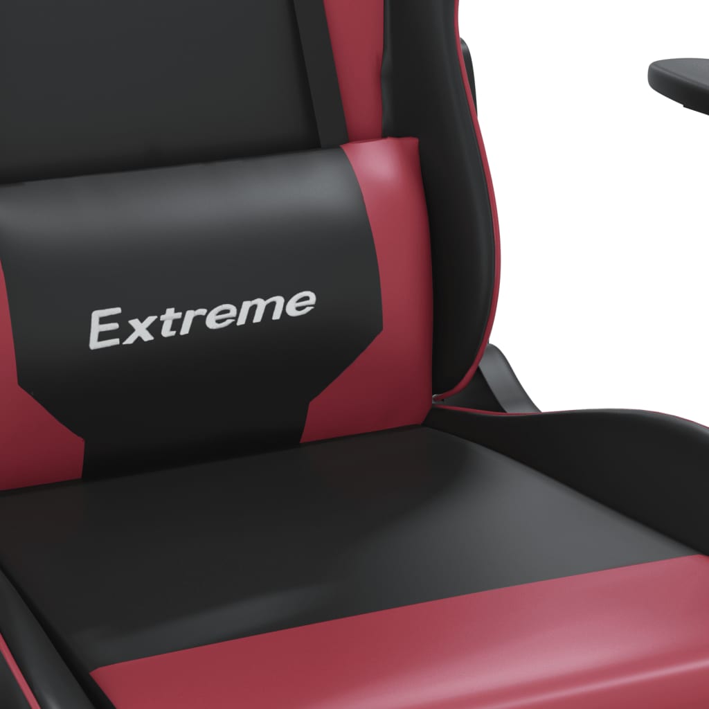 Sedia Gaming Massaggio Nero e Rosso Vino in Similpelle | homemem39