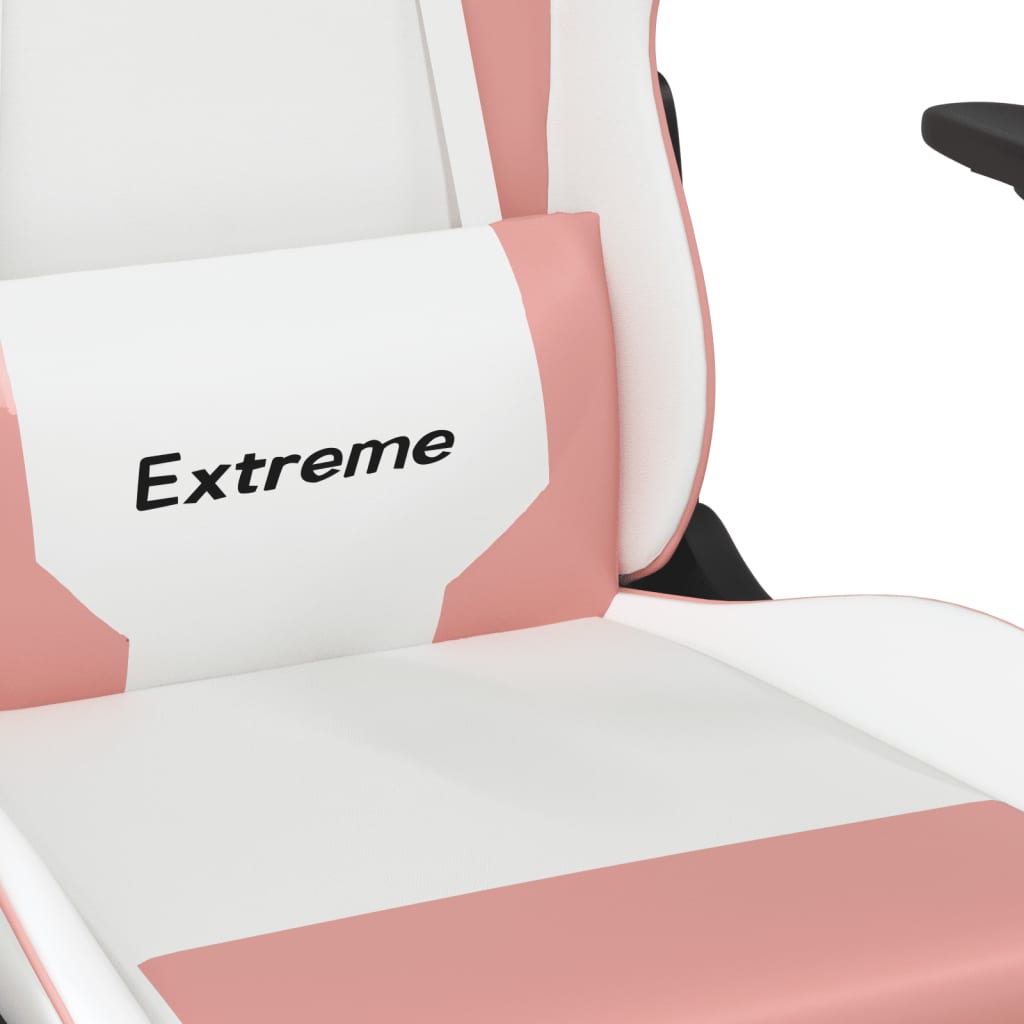 Sedia da Gaming Massaggiante Bianco e Rosa in Similpelle | homemem39