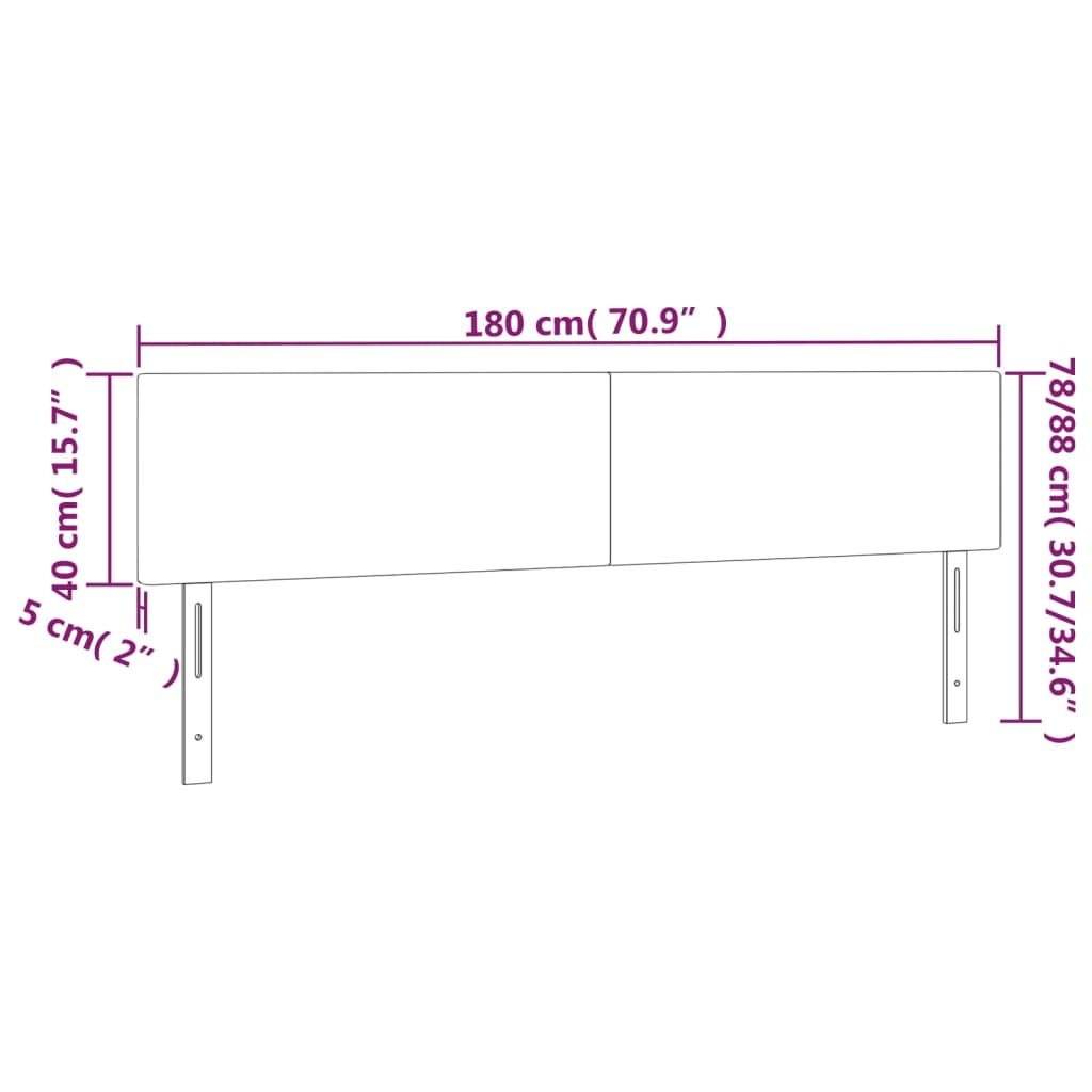 Testiera 2 pz Marrone Scuro 90x5x78/88 cm in Tessuto - homemem39