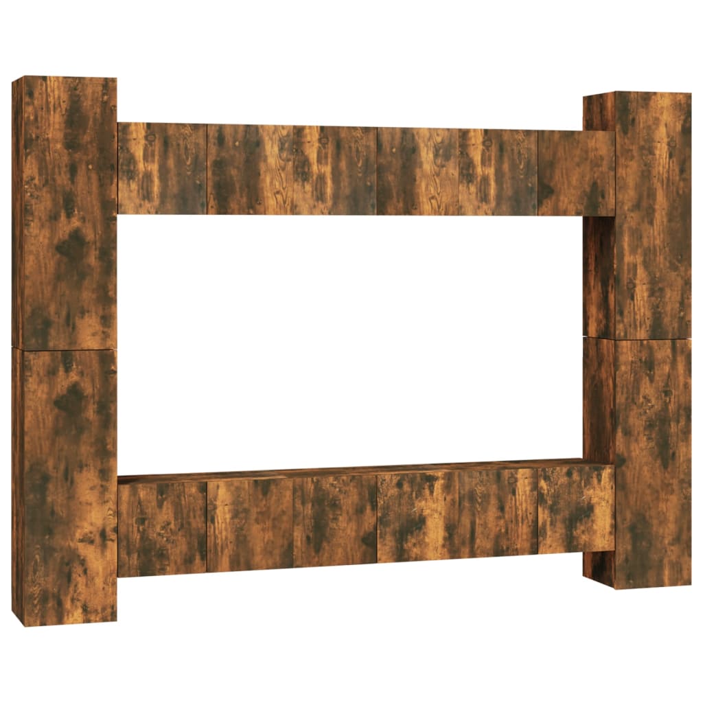 Set Mobili Porta TV 10 pz Rovere Fumo in Legno Multistrato - homemem39