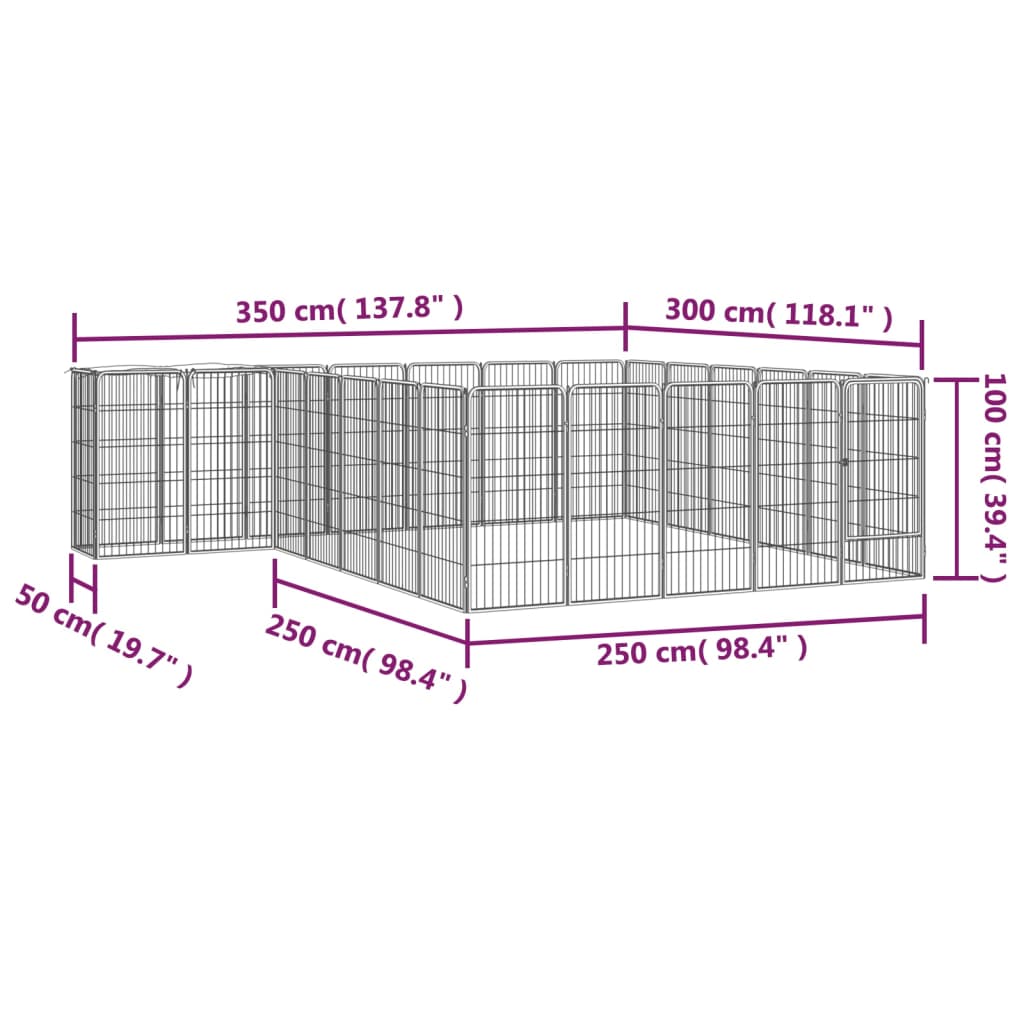 Box Cani 26 Pannelli Nero 50x100 cm Acciaio Verniciato Polvere | homemem39