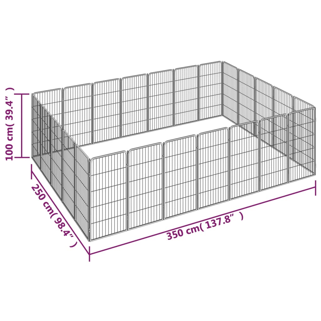 Box Cani 24 Pannelli Nero 50x100 cm Acciaio Verniciato Polvere | homemem39