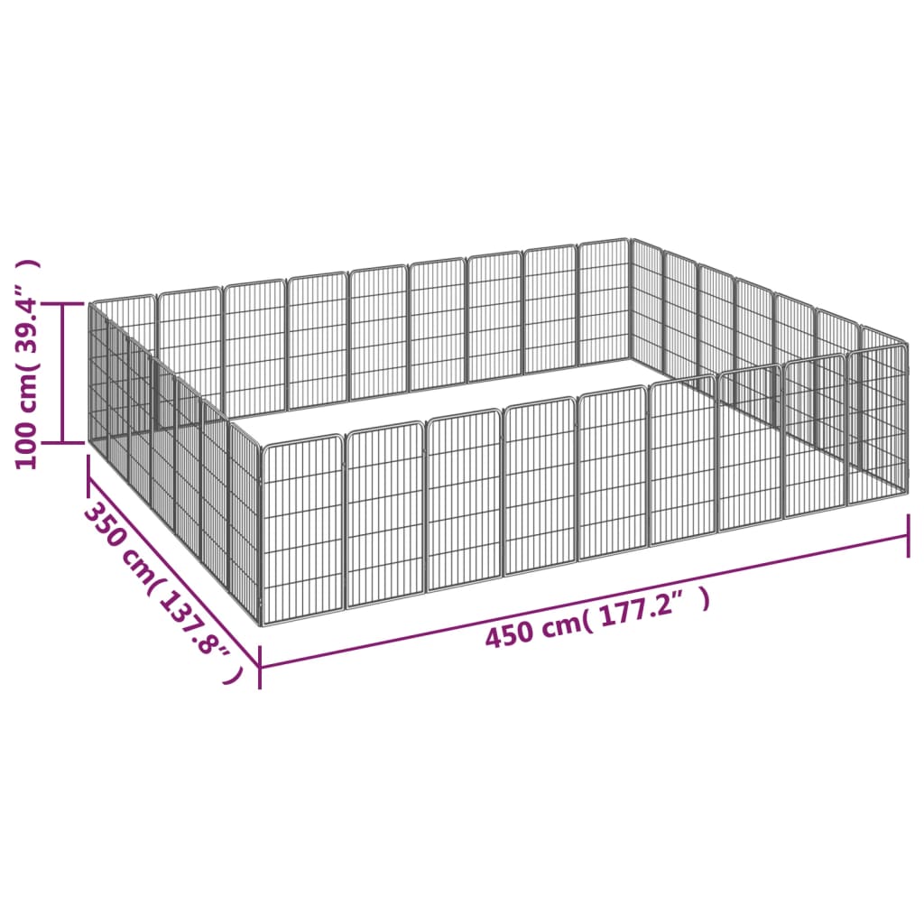 Box Cani 32 Pannelli Nero 50x100 cm Acciaio Verniciato Polvere | homemem39