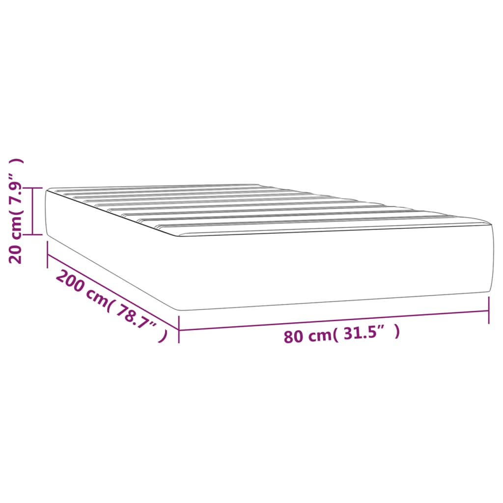 Materasso a Molle Insacchettate Rigidità Media Grigio 80x200x20 cm in Similpelle | homemem39
