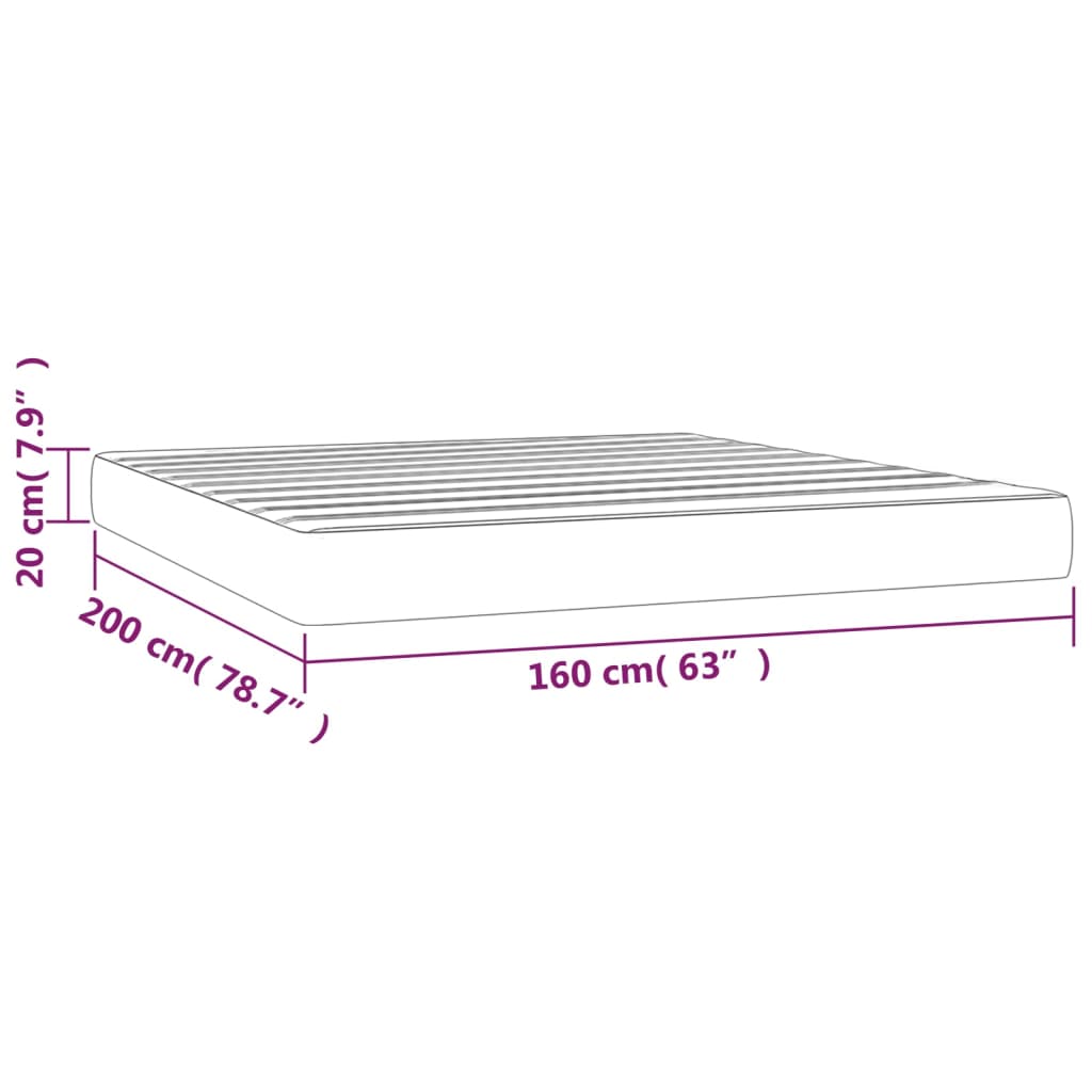 Materasso a Molle Insacchettate Rigidità Media Grigio Chiaro 160x200x20 cm in Velluto | homemem39