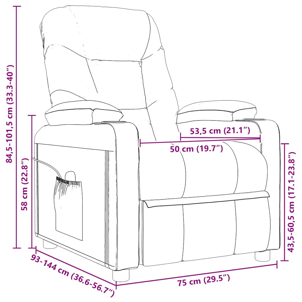 Poltrona Reclinabile in Tessuto Nero - homemem39