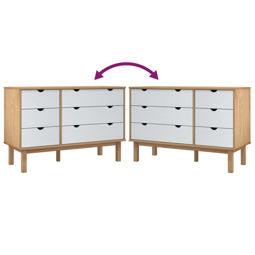 Cassettiera OTTA Marrone e Bianco 111x43x73,5 cm Legno di Pino - homemem39