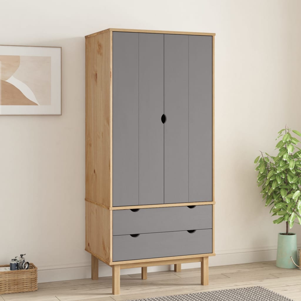 Armadio OTTA Marrone e Grigio 76,5x53x172 cm in Legno di Pino - homemem39