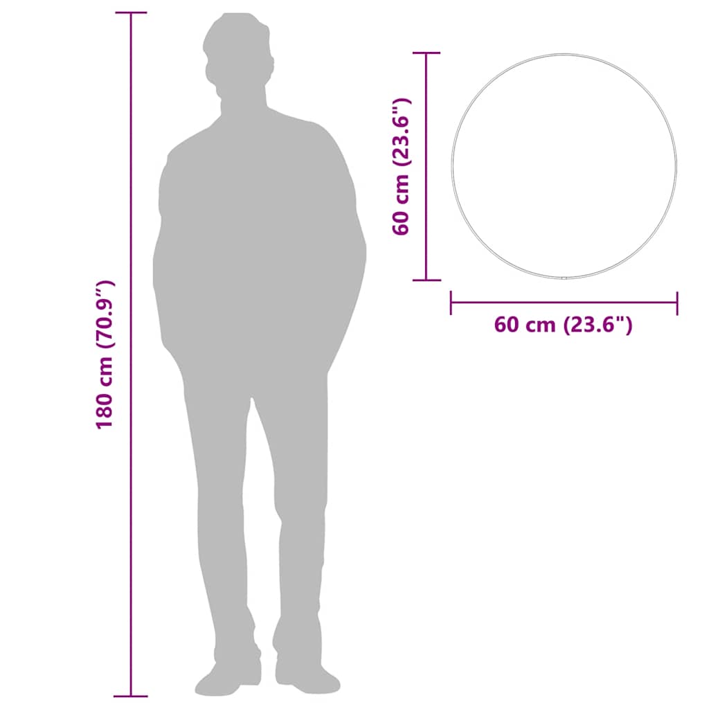 Specchio da Parete Nero Ø 60 cm Rotondo - homemem39