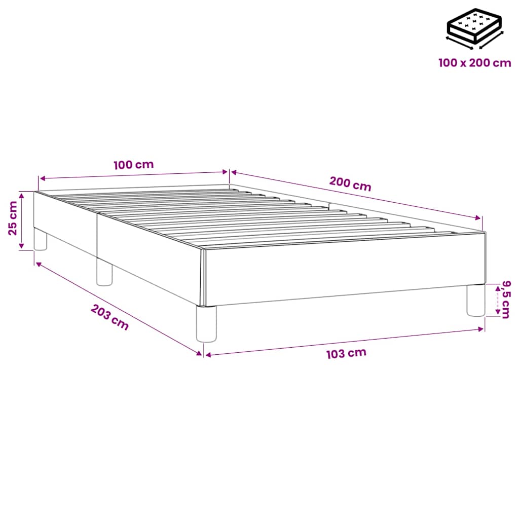 Giroletto senza Materasso Grigio Scuro 100x200 cm Velluto