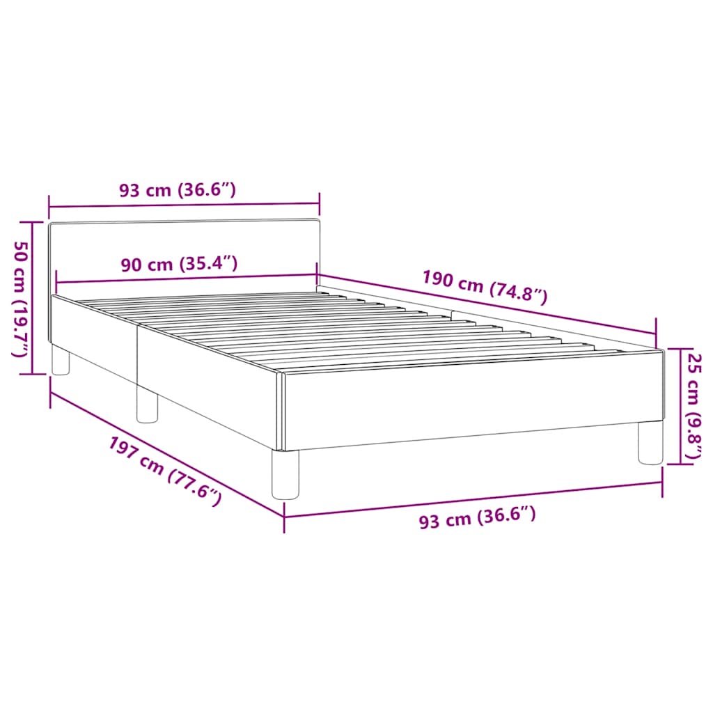 Giroletto con Testiera senza Materasso Nero 90x190 cm Tessuto | homemem39