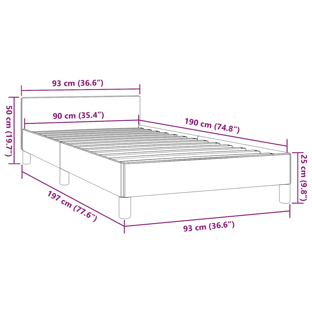 Giroletto con Testiera senza Materasso Tortora 80x200cm Tessuto | homemem39