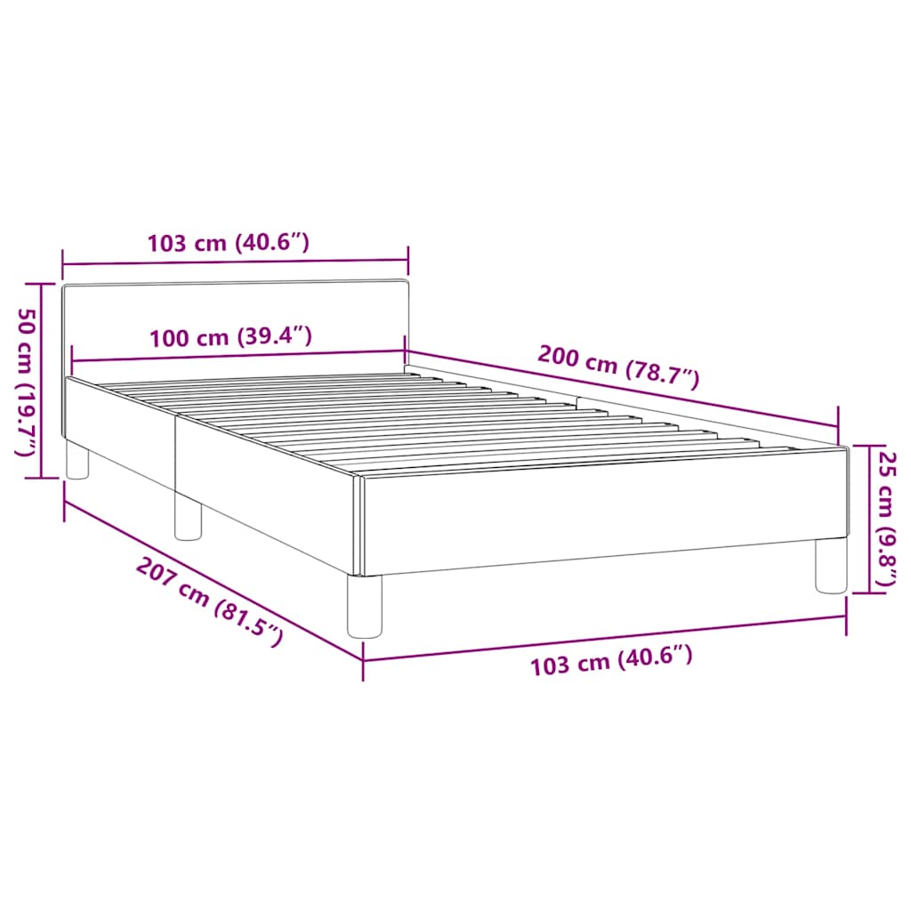 Giroletto senza Materasso Grigio Scuro 100x200 cm Tessuto | homemem39