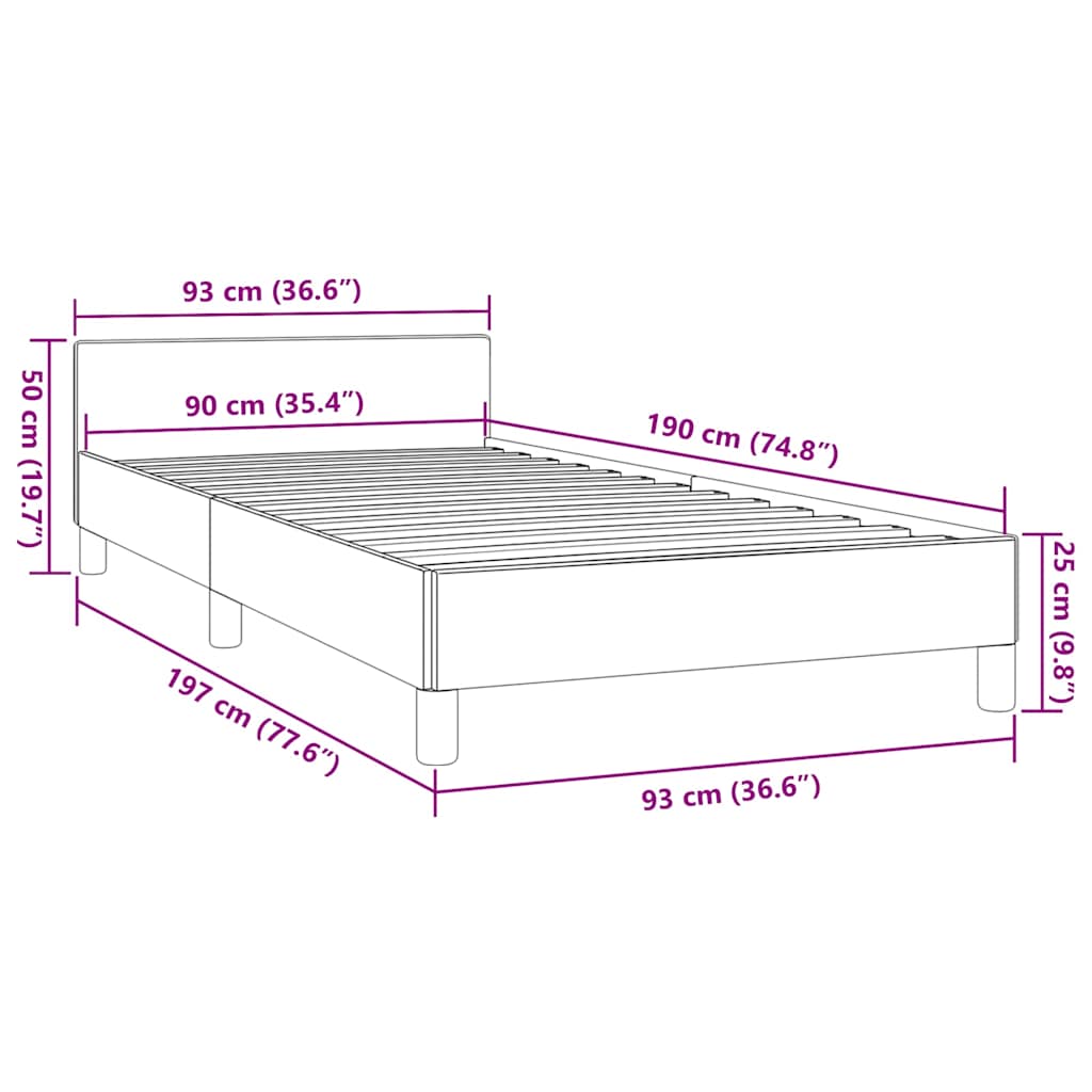 Giroletto con Testiera senza Materasso Grigio 90x190 cm | homemem39