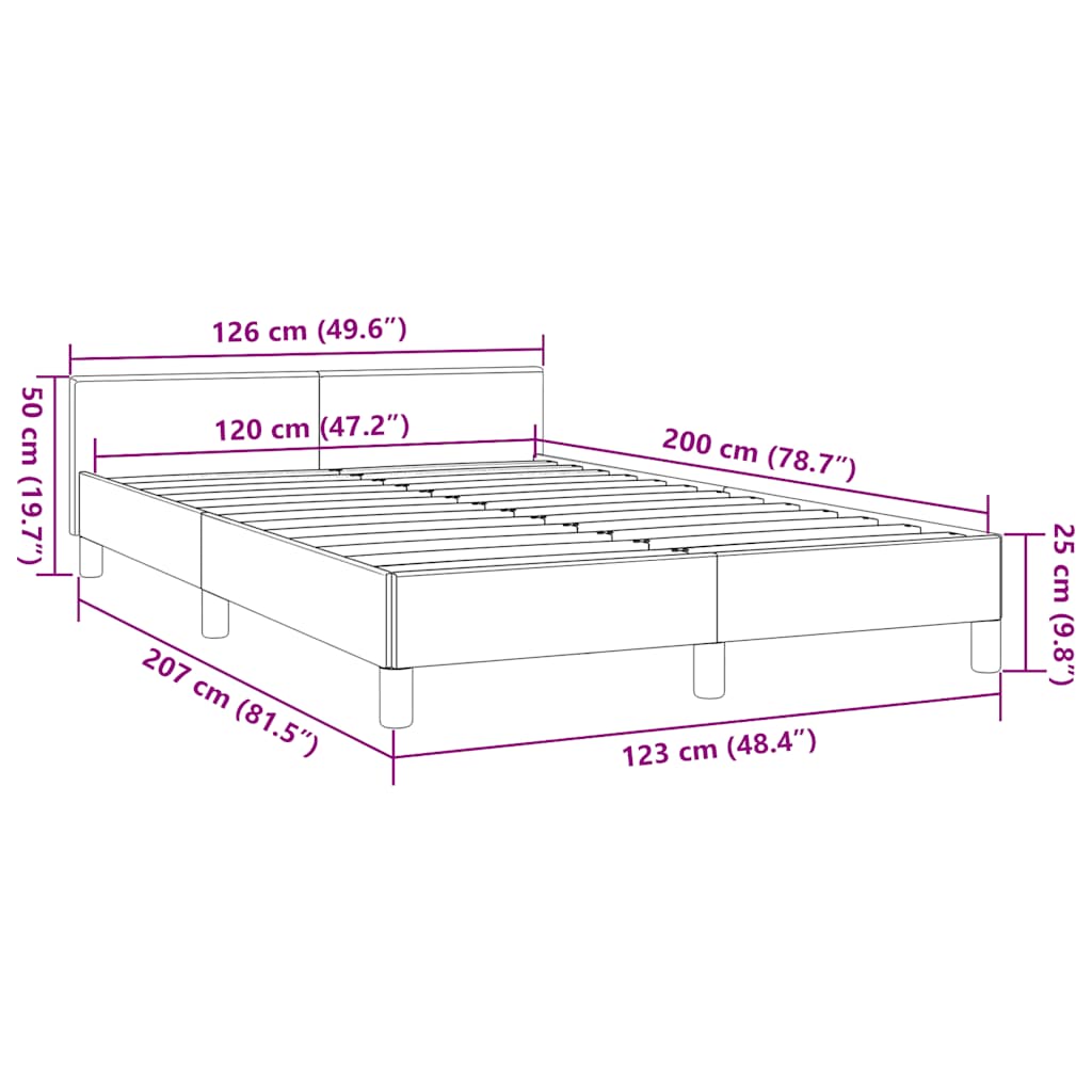 Giroletto con Testiera senza Materasso Grigio 120x200 cm | homemem39