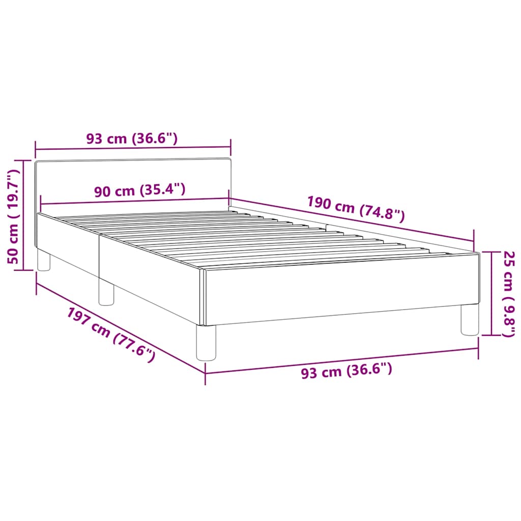 Giroletto senza Materasso Grigio Chiaro 90x190 cm Velluto | homemem39