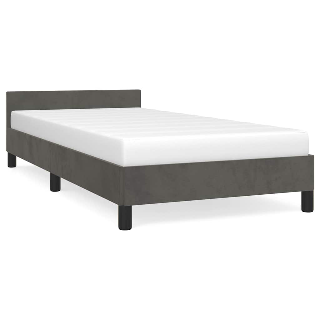 Giroletto senza Materasso Grigio Scuro 90x190 cm Velluto