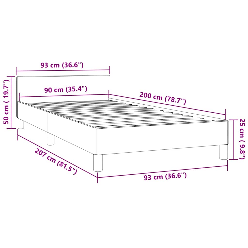 Giroletto senza Materasso Grigio Chiaro 90x200 cm Velluto | homemem39