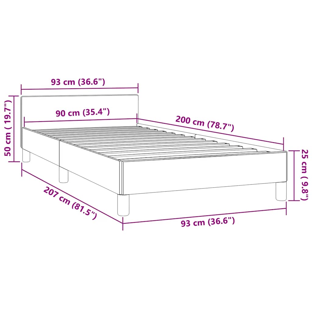 Giroletto senza Materasso Grigio Scuro 90x200 cm Velluto | homemem39