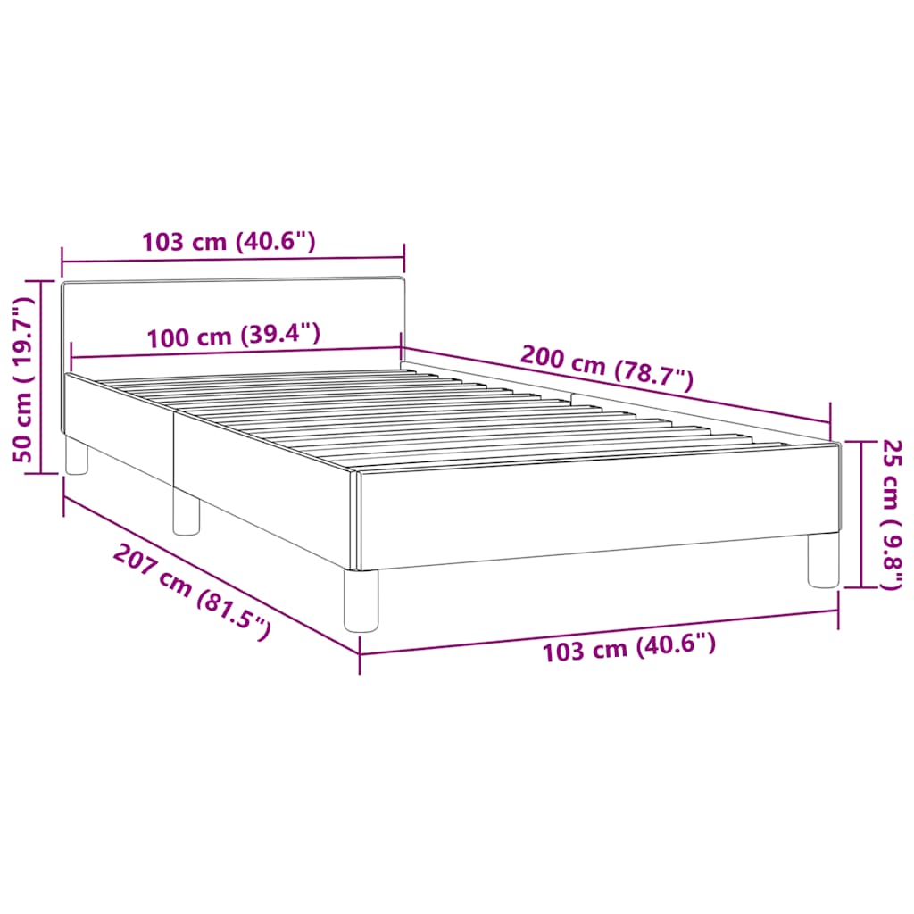 Giroletto senza Materasso Grigio Scuro 100x200 cm Velluto