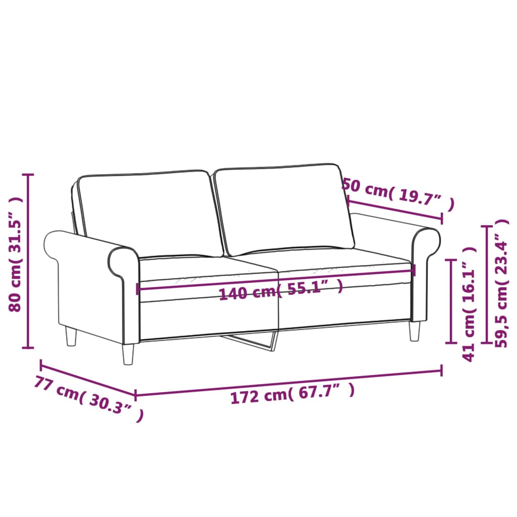 Divano a 2 Posti Grigio Scuro 140 cm in Tessuto - homemem39