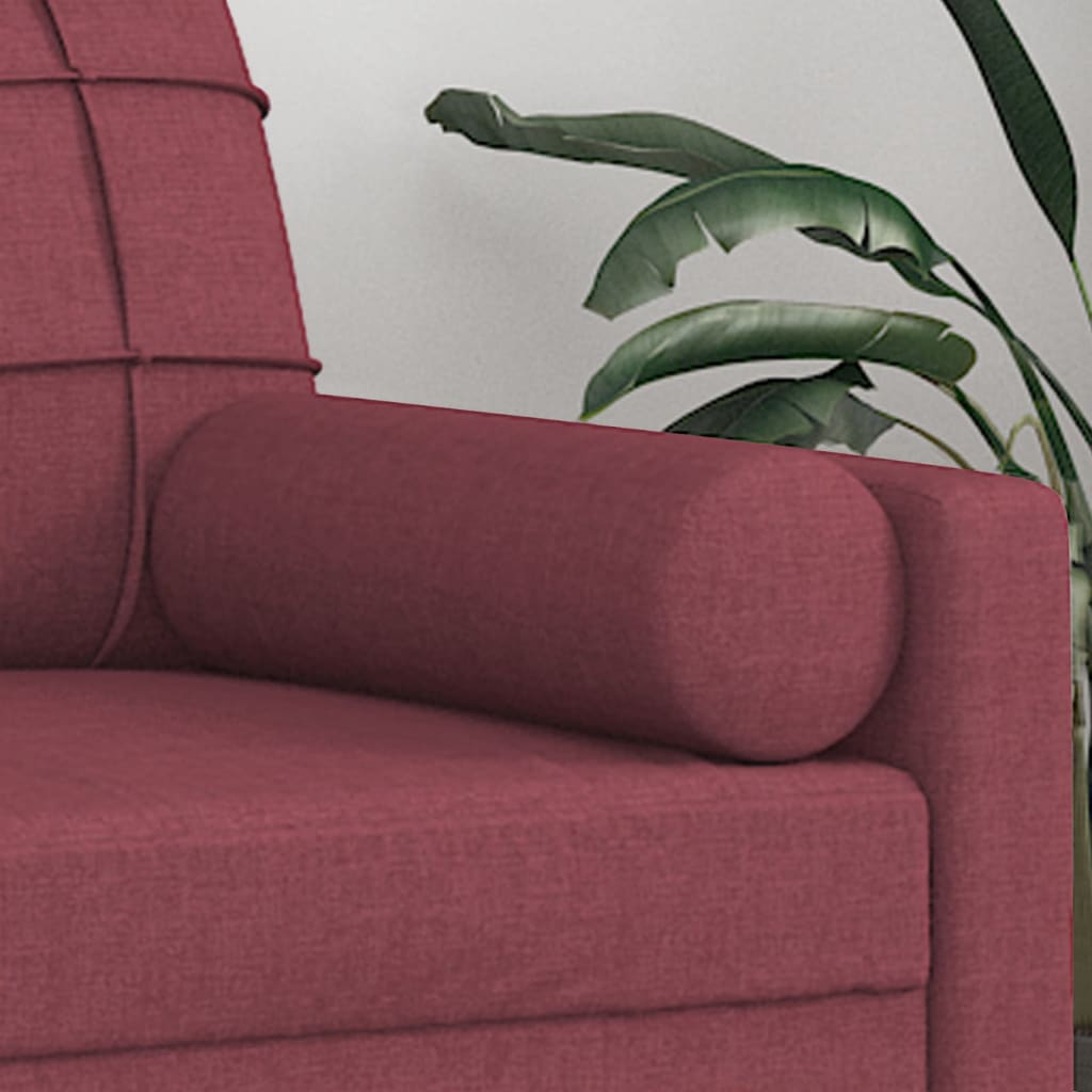 Cuscini Decorativi 2 pz Rosso Vino Ø15x50 cm in Tessuto