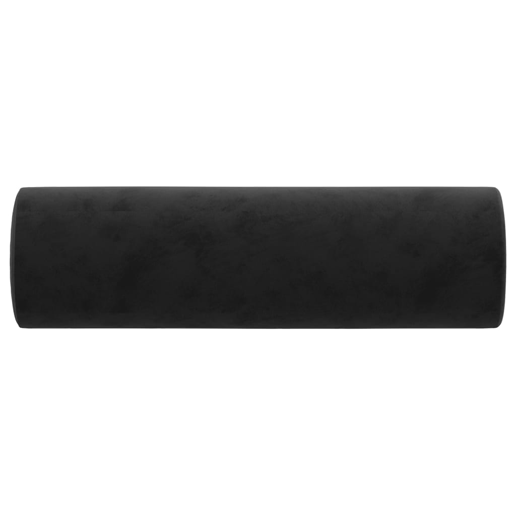 Cuscini Decorativi 2 pz Nero Ø15x50 cm in Velluto