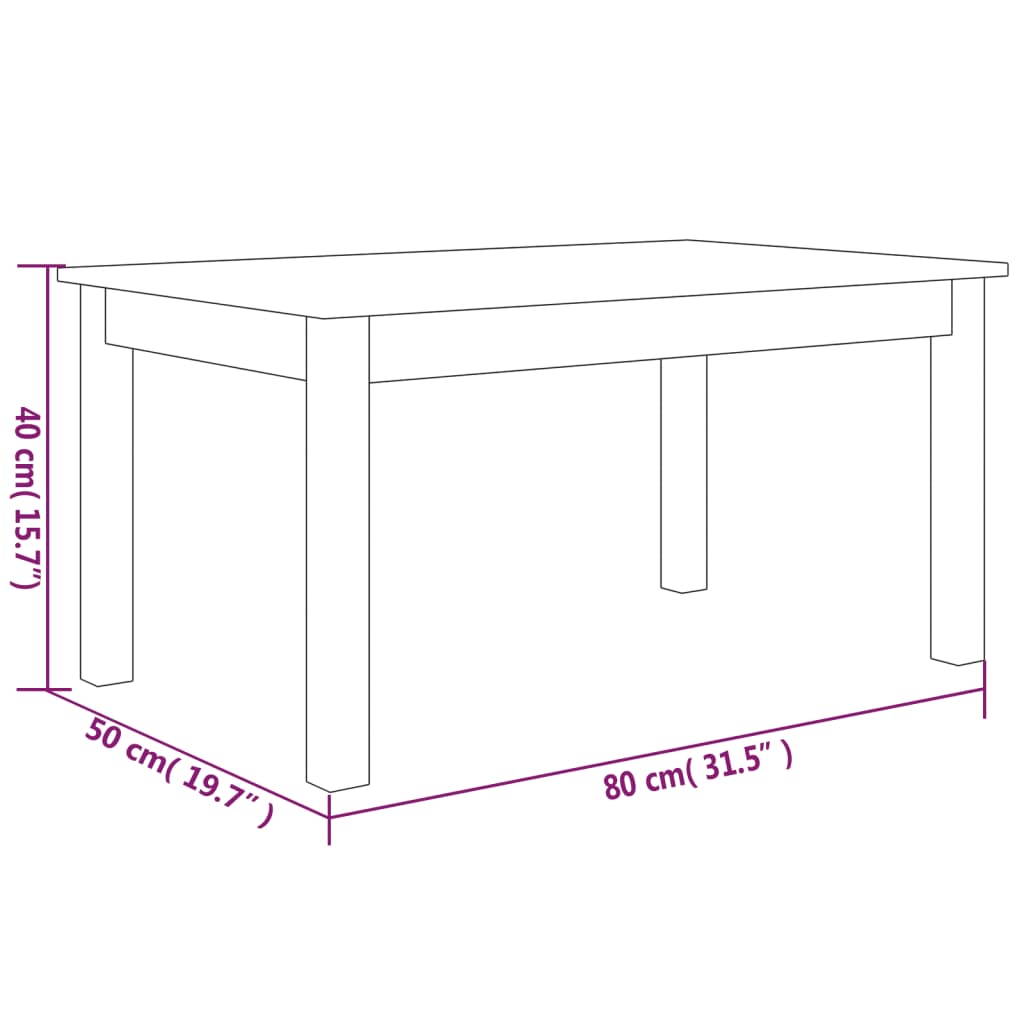 Tavolino da Salotto Bianco 80x50x40 cm Legno Massello di Pino | homemem39
