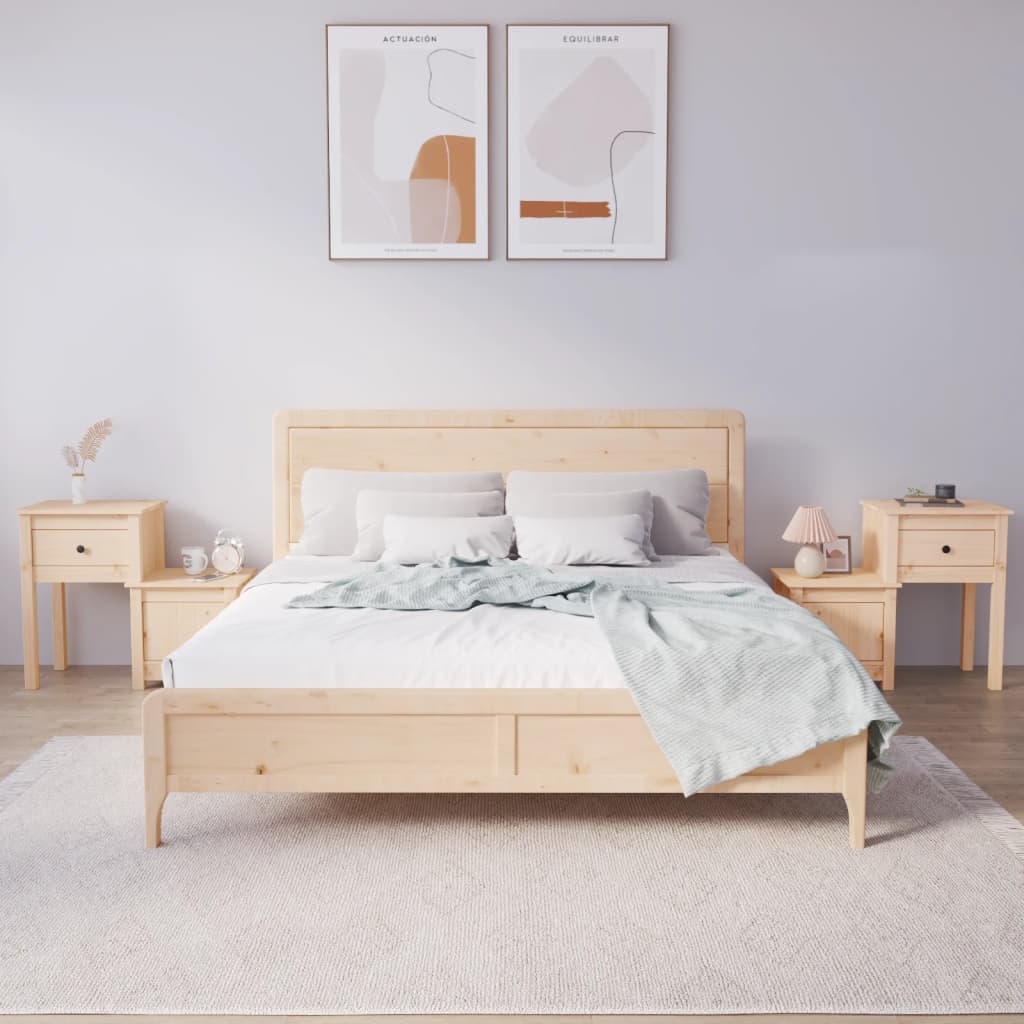 Comodini 2 pz 79,5x38x65,5 cm in Legno Massello di Pino - homemem39