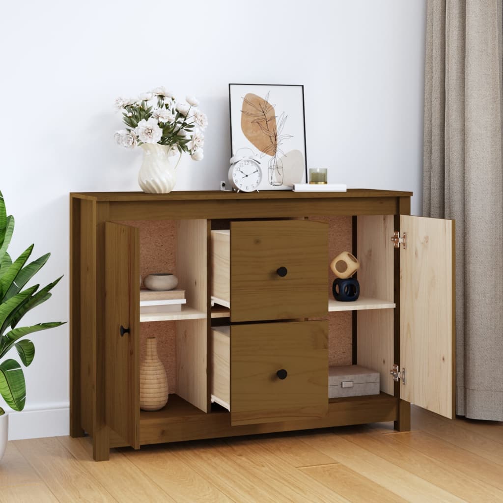 Credenza ambra 100x35x74 cm in Legno Massello di Pino - homemem39