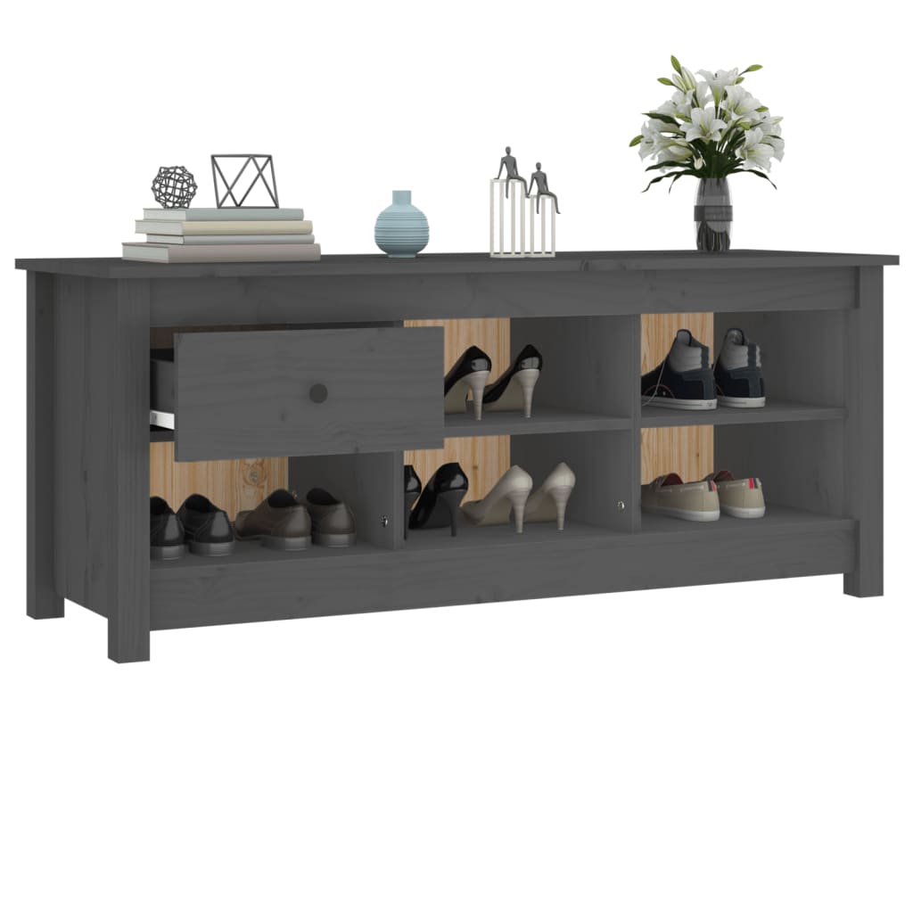 Scarpiera Grigia 110x38x45,5 cm in Legno Massello di Pino - homemem39