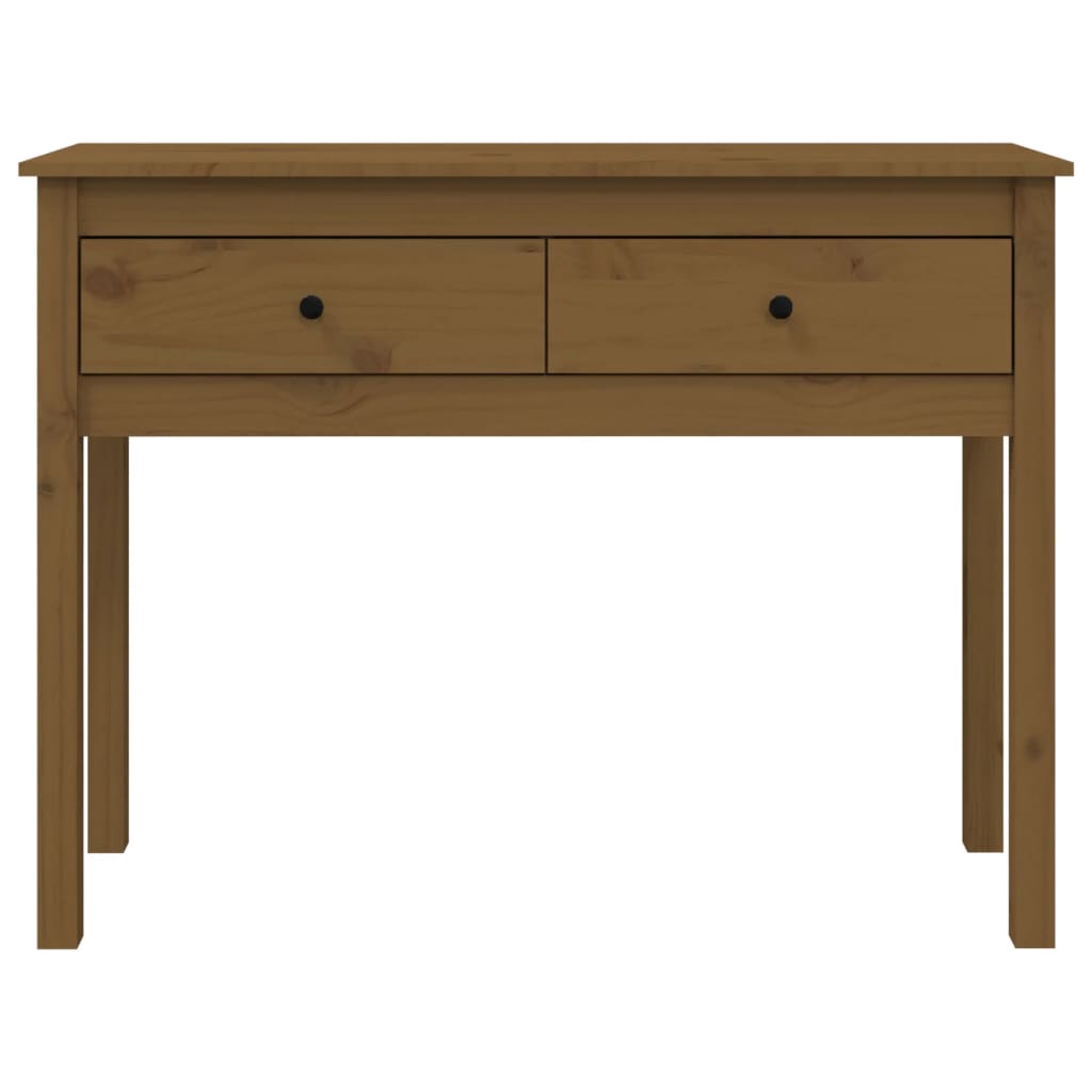 Tavolo Consolle Ambrato 100x35x75 cm in Legno Massello di Pino - homemem39