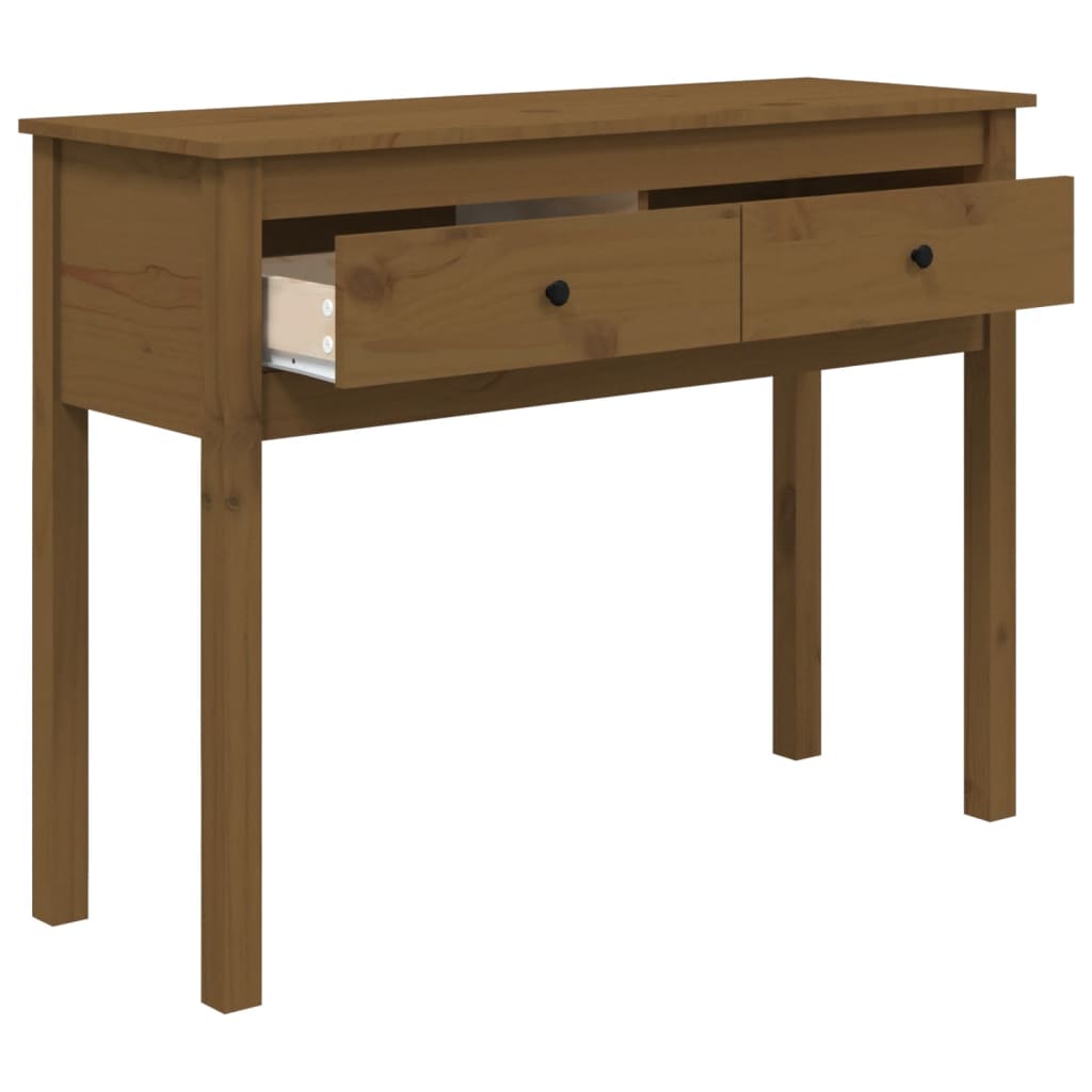 Tavolo Consolle Ambrato 100x35x75 cm in Legno Massello di Pino - homemem39