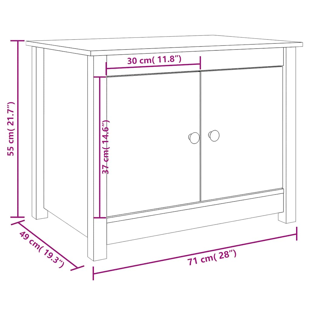 Tavolino da Salotto Nero 71x49x55cm in Legno Massello di Pino | homemem39