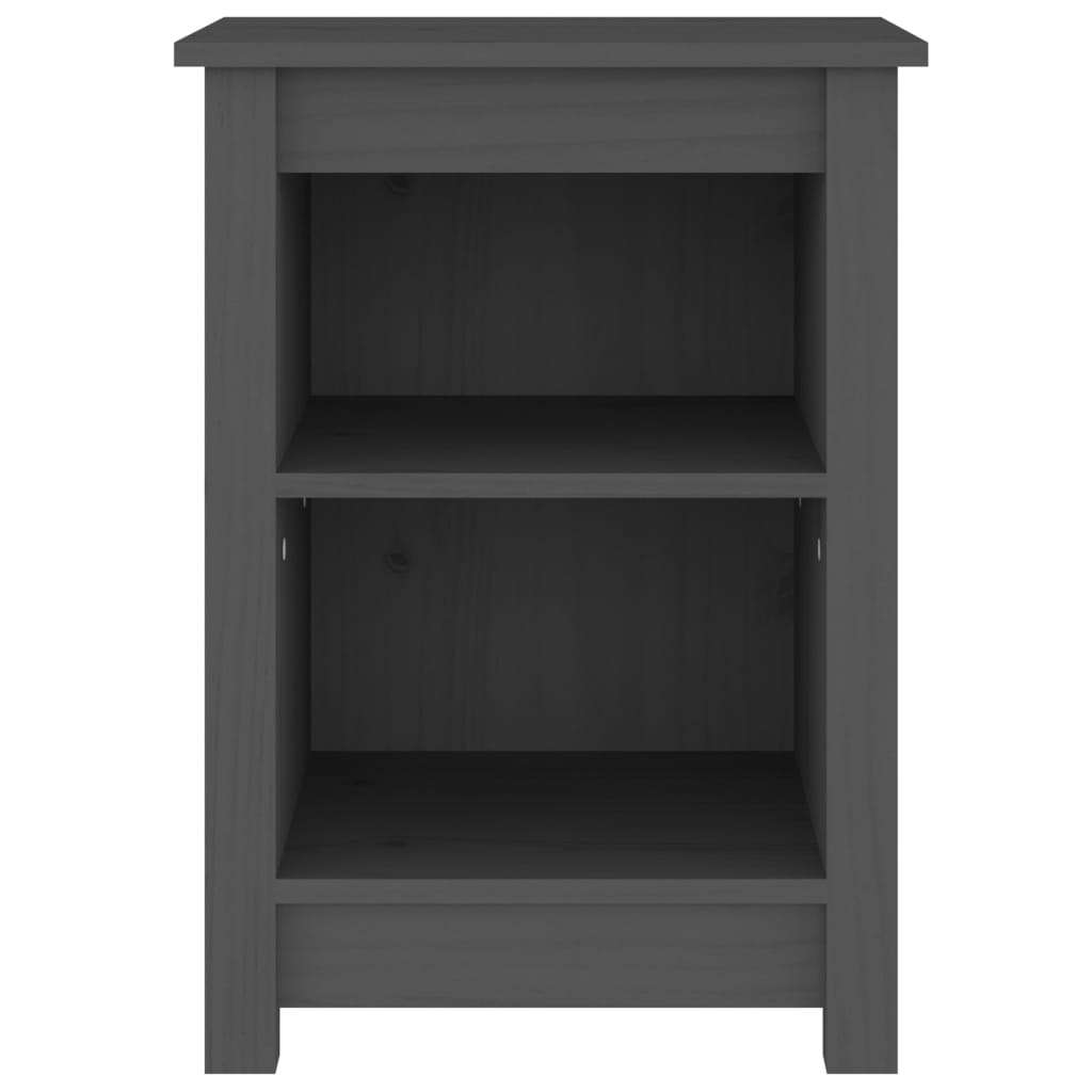 Comodino Grigio 40x35x55 cm in Legno Massello di Pino - homemem39