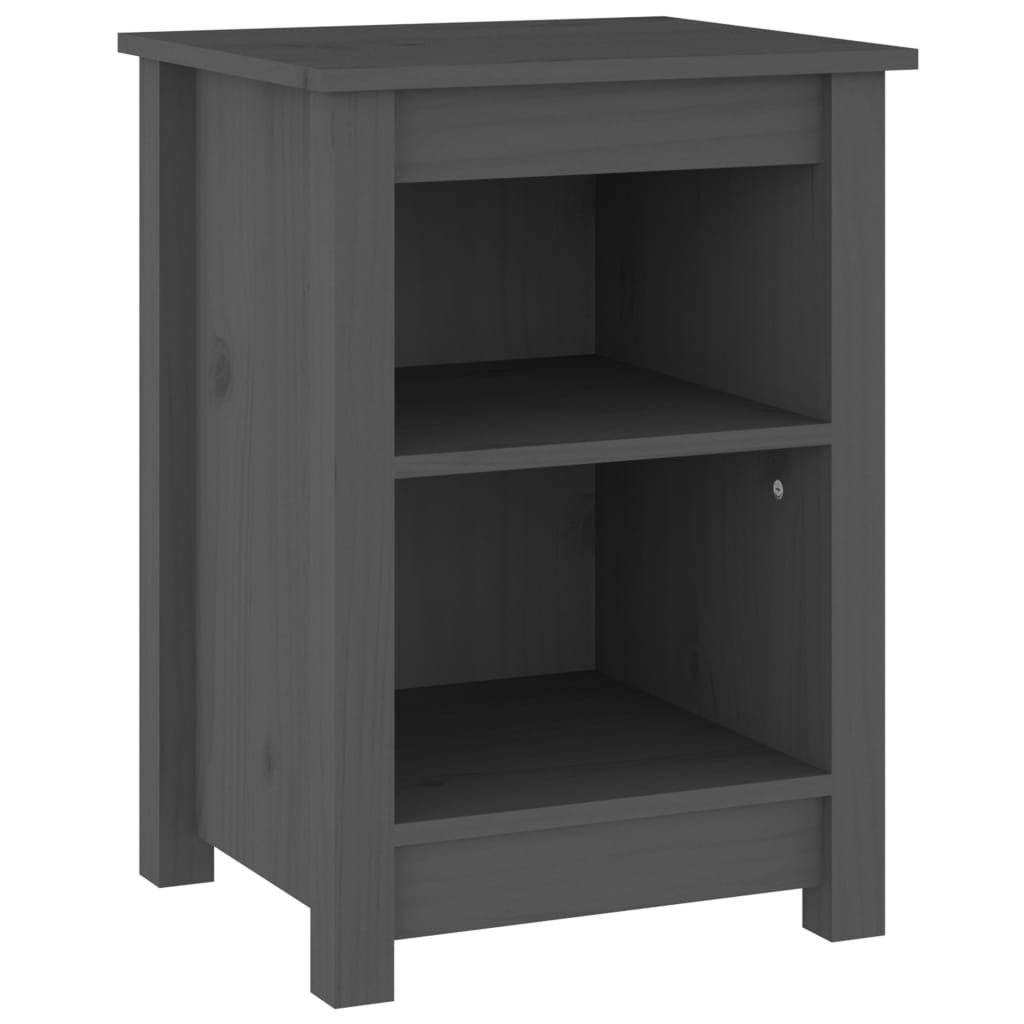 Comodini 2 pz Grigi 40x35x55 cm in Legno Massello di Pino - homemem39