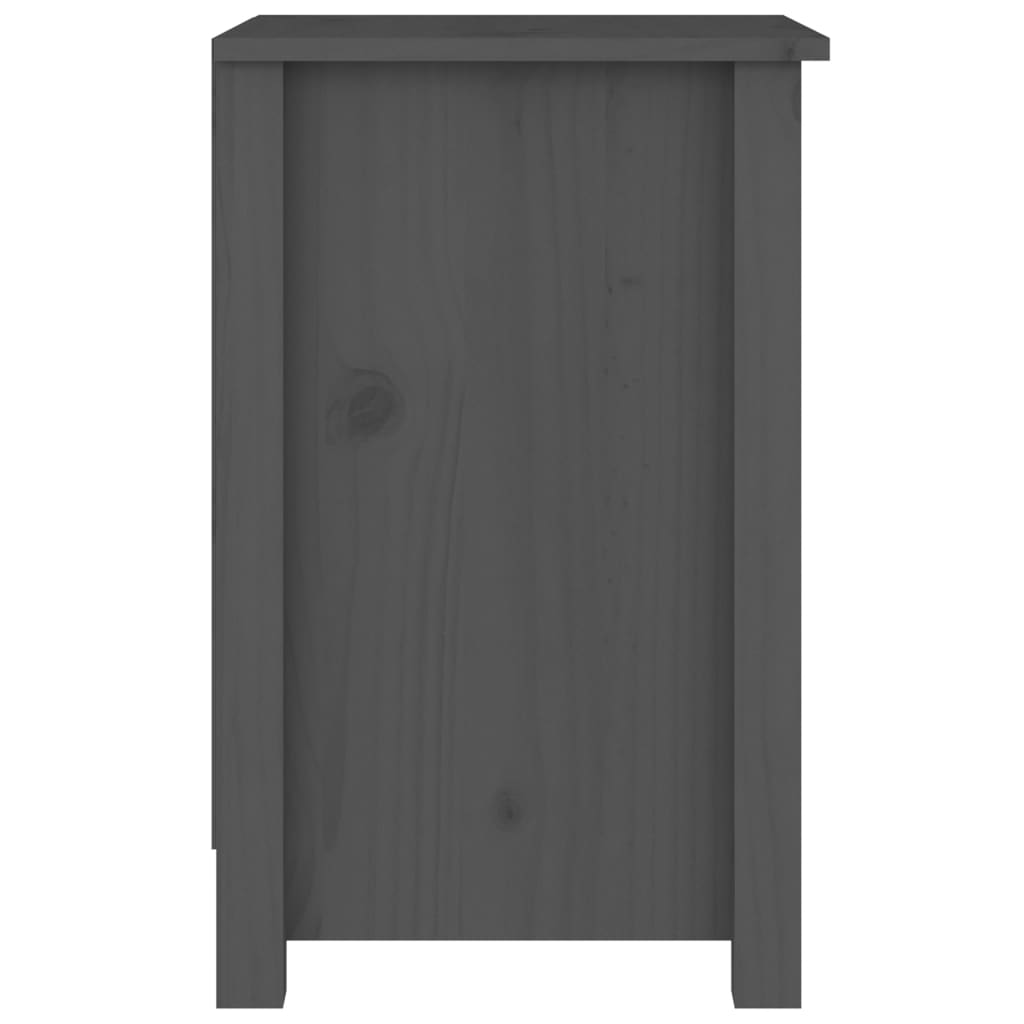 Comodini 2 pz Grigi 40x35x55 cm in Legno Massello di Pino - homemem39