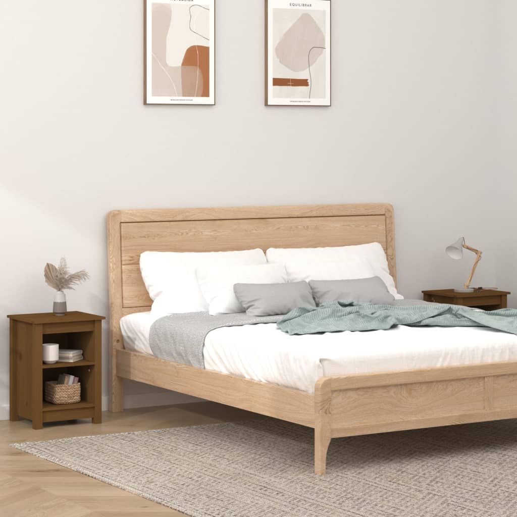 Comodini 2 pz ambra 40x35x55 cm in Legno Massello di Pino - homemem39