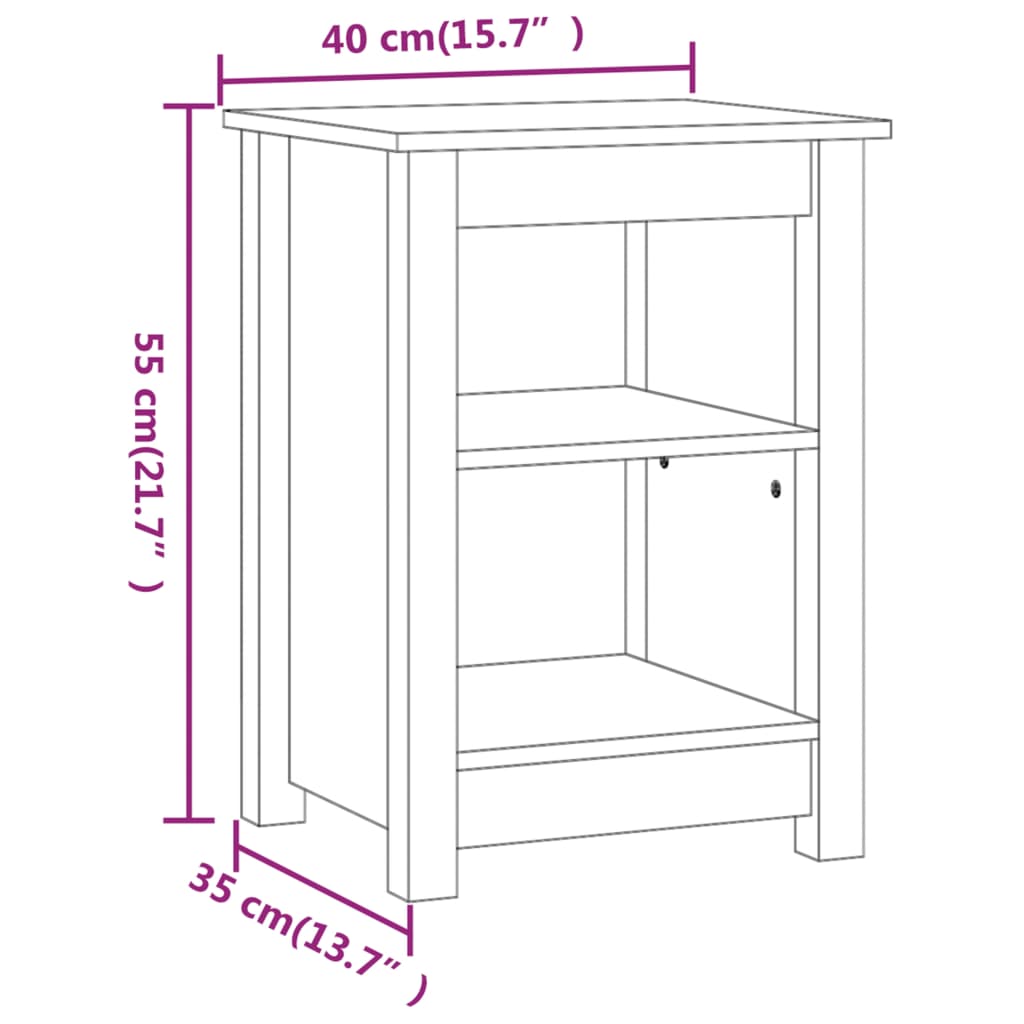 Comodini 2 pz Neri 40x35x55 cm in Legno Massello di Pino - homemem39