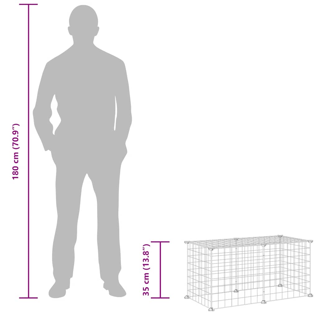 Gabbia per Animali Domestici 8 Pannelli Nero 35x35 cm Acciaio