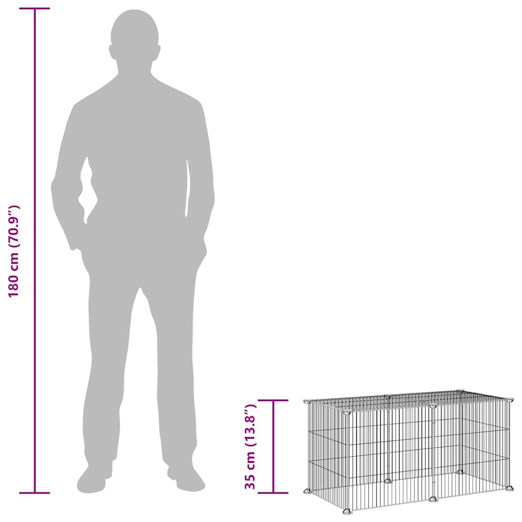 Haustierkäfig 8 Paneele Schwarz 35x35 cm Stahl