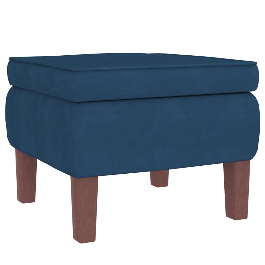 Poltrona a Dondolo con Gambe in Legno e Poggiapiedi Blu Velluto