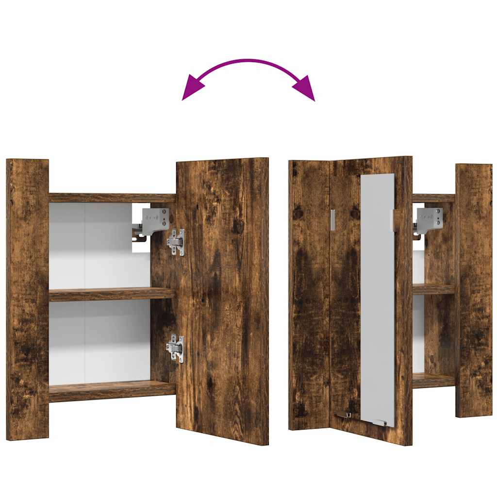 Mobile Bagno Specchio LED Rovere Fumo 40x12x45cm Multistrato | homemem39